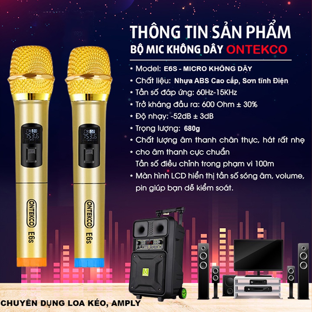 Bộ Micro đôi không dây hát karaoke không dây dùng cho các loại loa kéo, âm ly... siêu rẻ