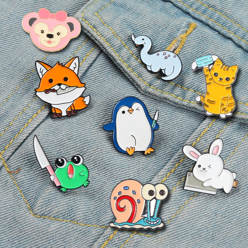 Ghim Cài Áo Kim Loại Hình Động Vật Hoạt Hình Sáng Tạo