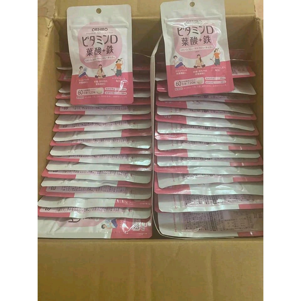 [CHÍNH HÃNG] Viên uống bổ sung vitamin D axit folic sắt Orihiro 120 viên | Thế Giới Skin Care