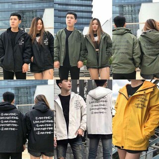 Áo gió 2 lớp nam nữ chữ gạch ngang .