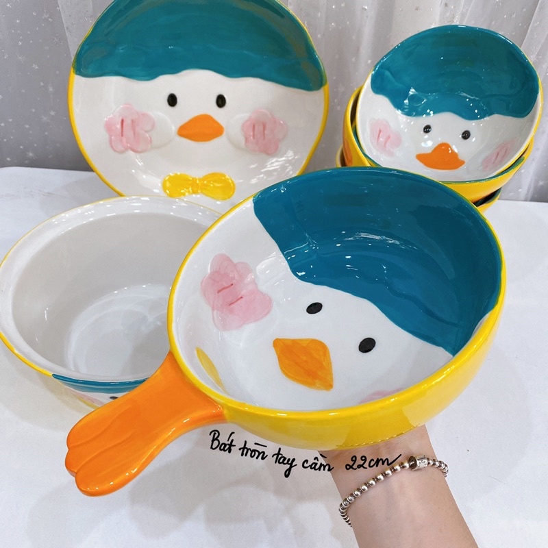 Bát Đĩa Decor Chén Dĩa Sứ Ăn Cơm Hoạ Tiết Vịt Vàng Dễ Thương Tô Canh Decor Phong Cách Bắc Âu