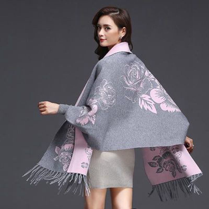 ☫∏ [Áo Choàng Nữ] Khăn Choàng Cổ Dệt Kim Vải Cashmere Phối Tua Rua Hai Cách Sử Dụng Kiểu Retro Hàng Có Sẵn | BigBuy360 - bigbuy360.vn