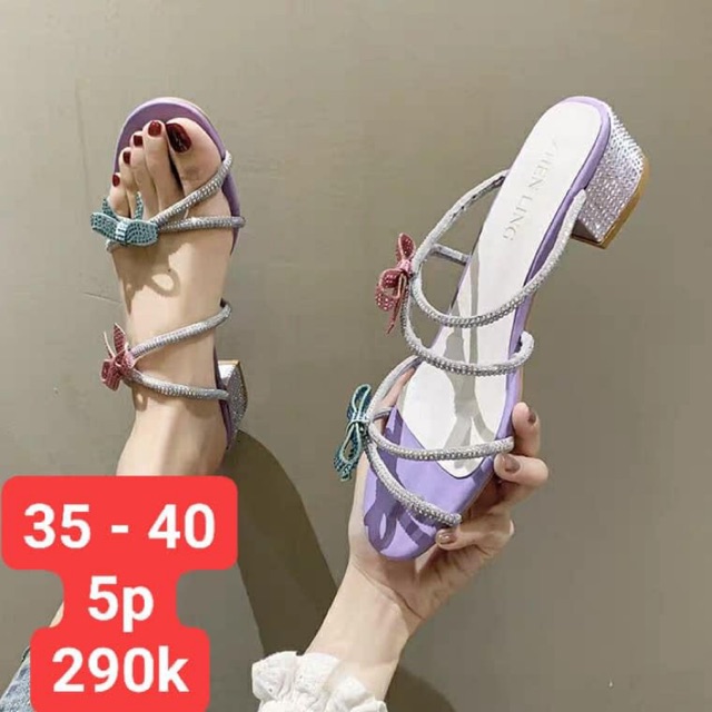(HÀNG K CÓ SẴN) guốc quai đá đế thấp 5cm 062206