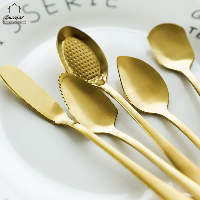 Thìa tráng miệng nhỏ SWEEJAR bằng thép không gỉ nhiều kiểu dáng tùy chọn