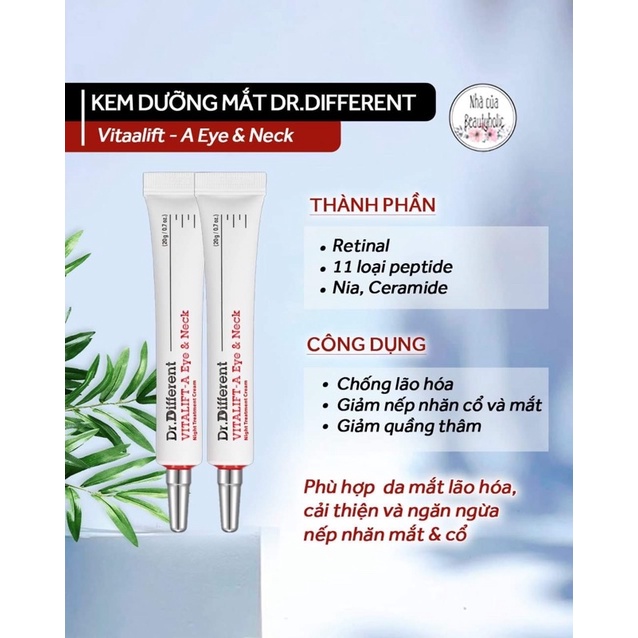 Kem chống nhăn mắt và cổ  DR.DIFFERENT Vitalift-A Eye &amp; Neck