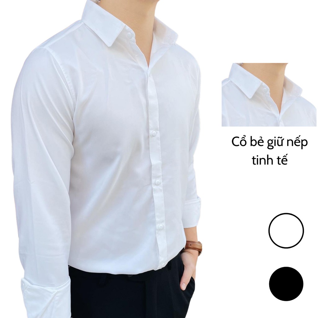 Áo sơ mi nam dài tay cao cấp, vải cotton lụa mịn mát, dáng slimfit ôm body JBAGY - SML