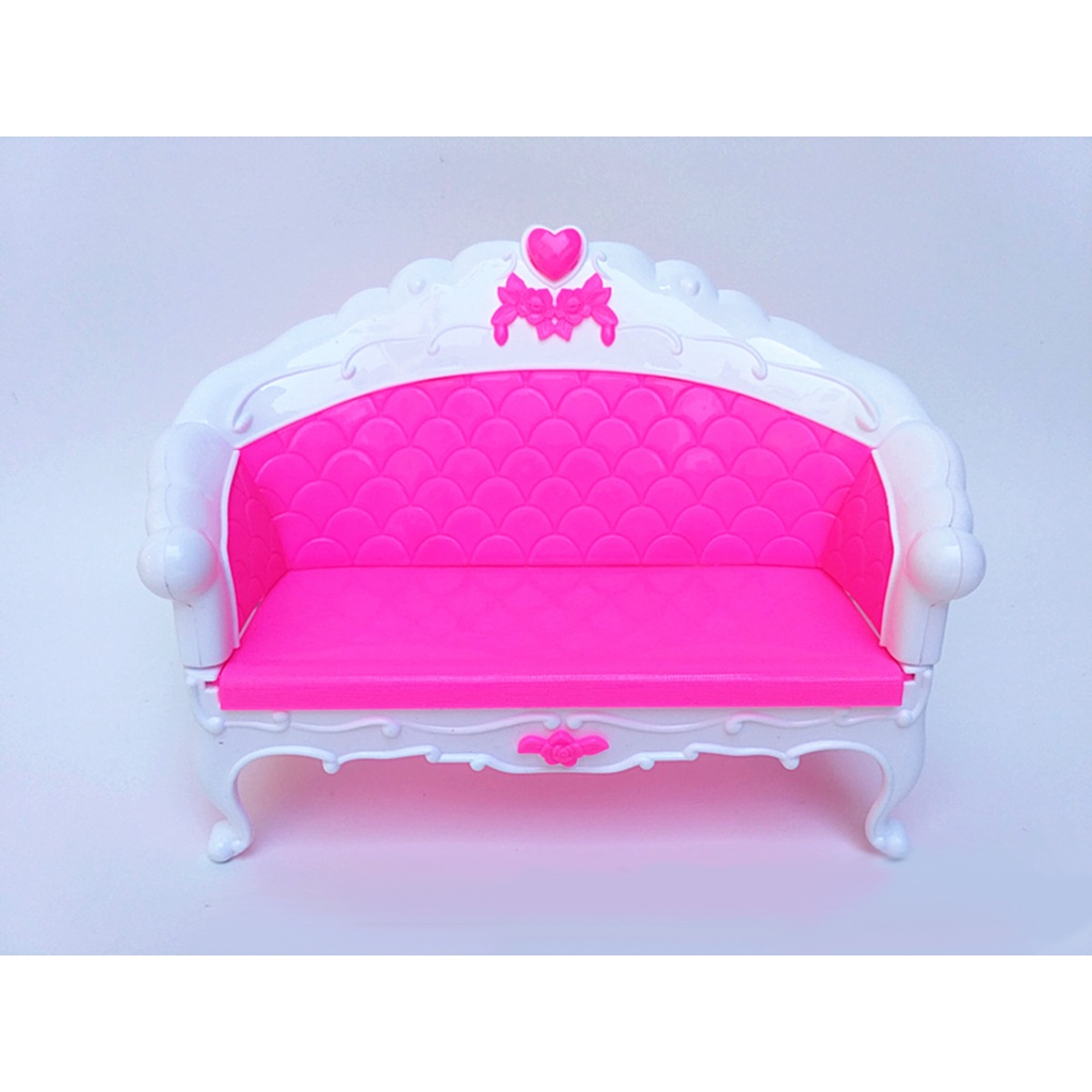 Nội thất nhà búp bê bộ bàn ghế sofa hồng 6 chi tiết nội thất phòng khách cho nhà búp bê