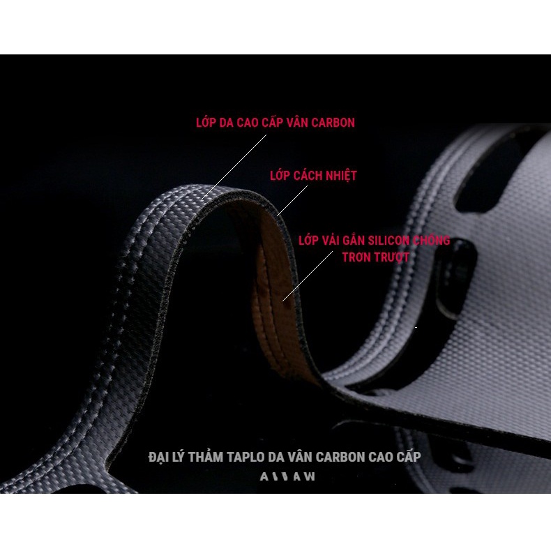 Thảm taplo da carbon xe Outlander 2018 2019 2020 2021 2022 màu đen, đế có chống trượt, thẩm mỹ cao