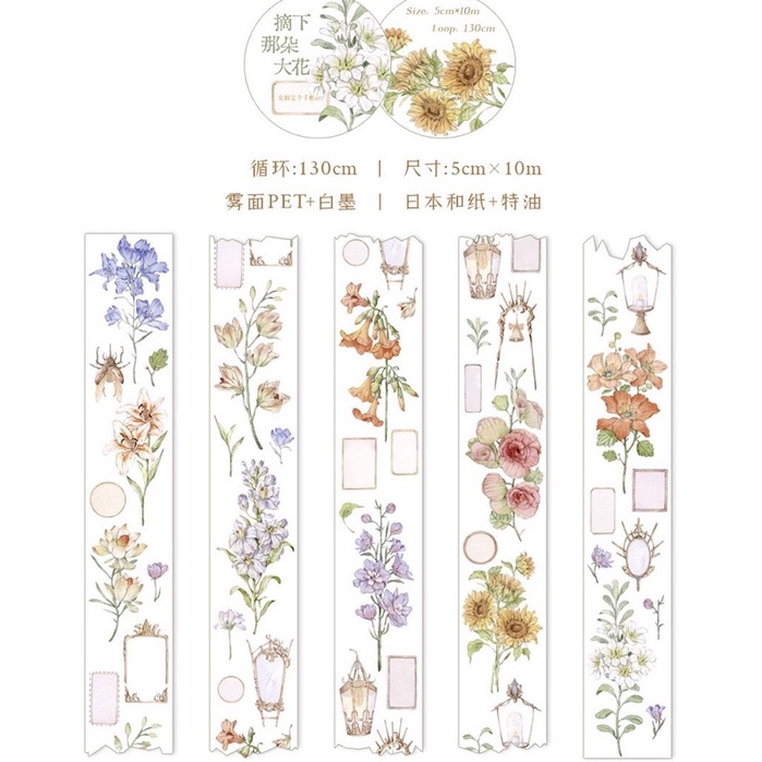 (Chiết theo chu kỳ) Băng dính washi tape hoa chu kì 130CM #29