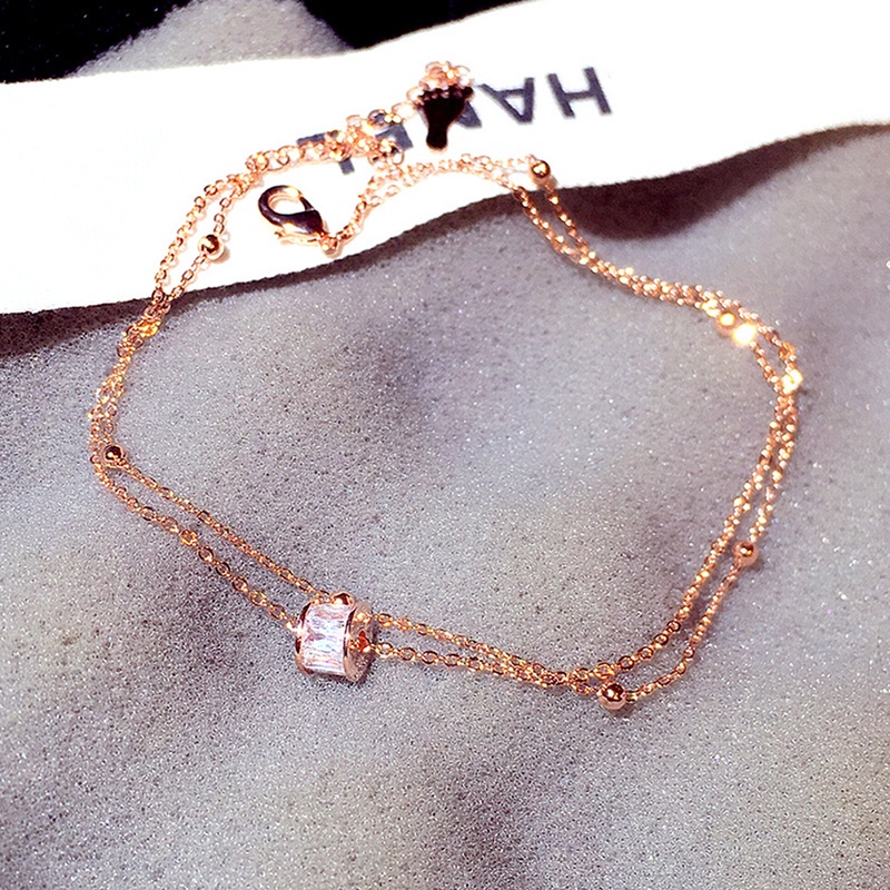 K Lắc Chân Chuỗi Xích Đính Đá Zircon Thanh Lịch Sáng Bóng Thanh Lịch Thời Trang Hàn Quốc Cho Nữ