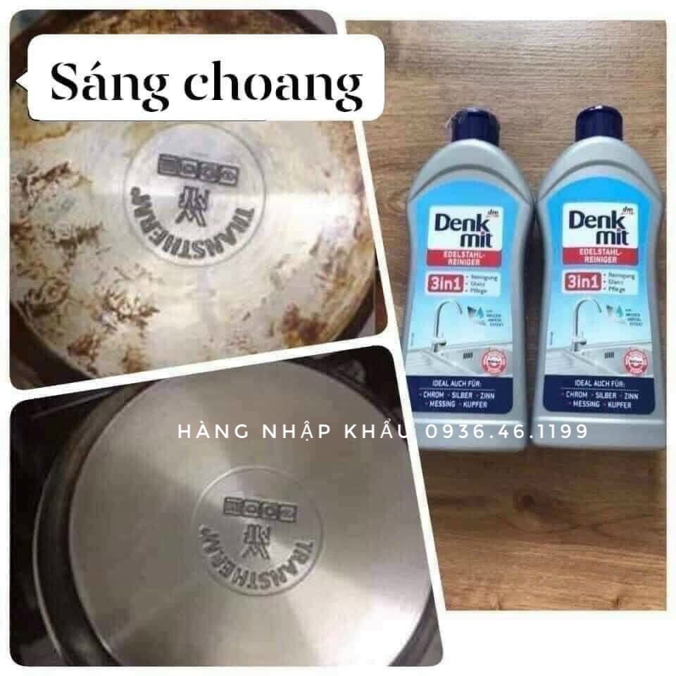 Nước tẩy rửa, đánh bóng đồ inox, bề mặt vàng, bạc, đồng Denkmit 300ml --- Đức