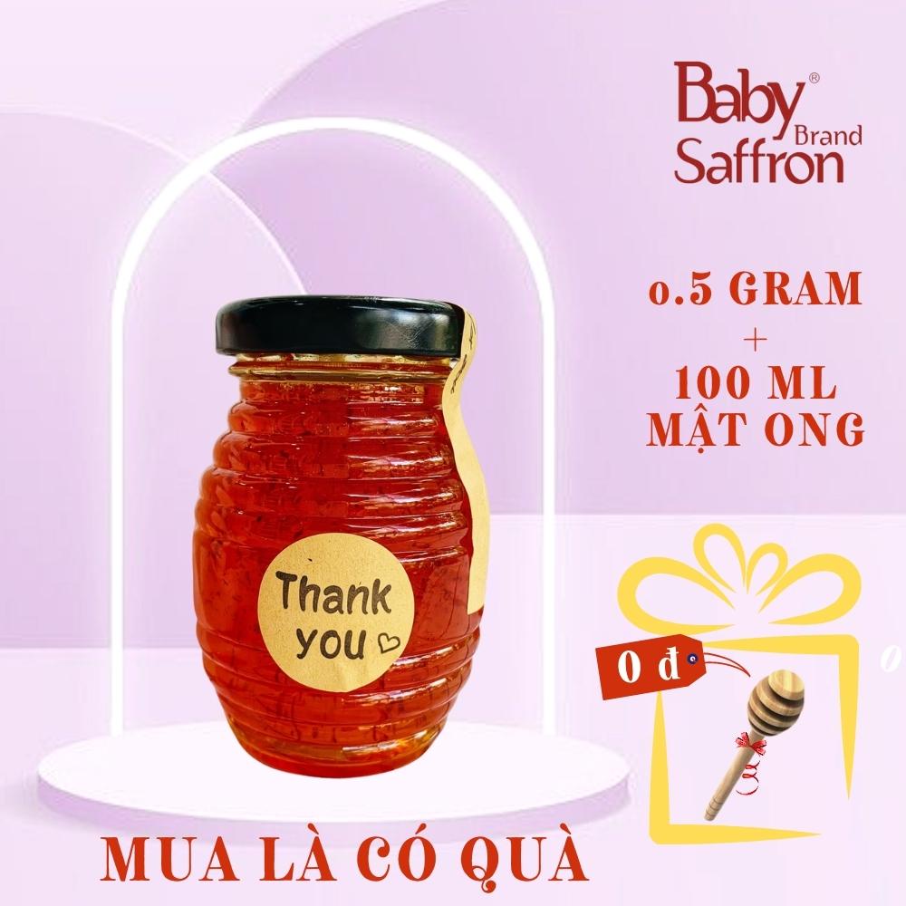 Saffron Ngâm Mật Ong, Nhụy hoa nghệ tây BABY SAFFRON, hũ 0.5gram + 100ml