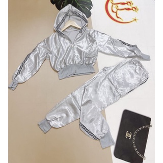 Set bộ thể thao phi lụa tay dài quần dài có bo
