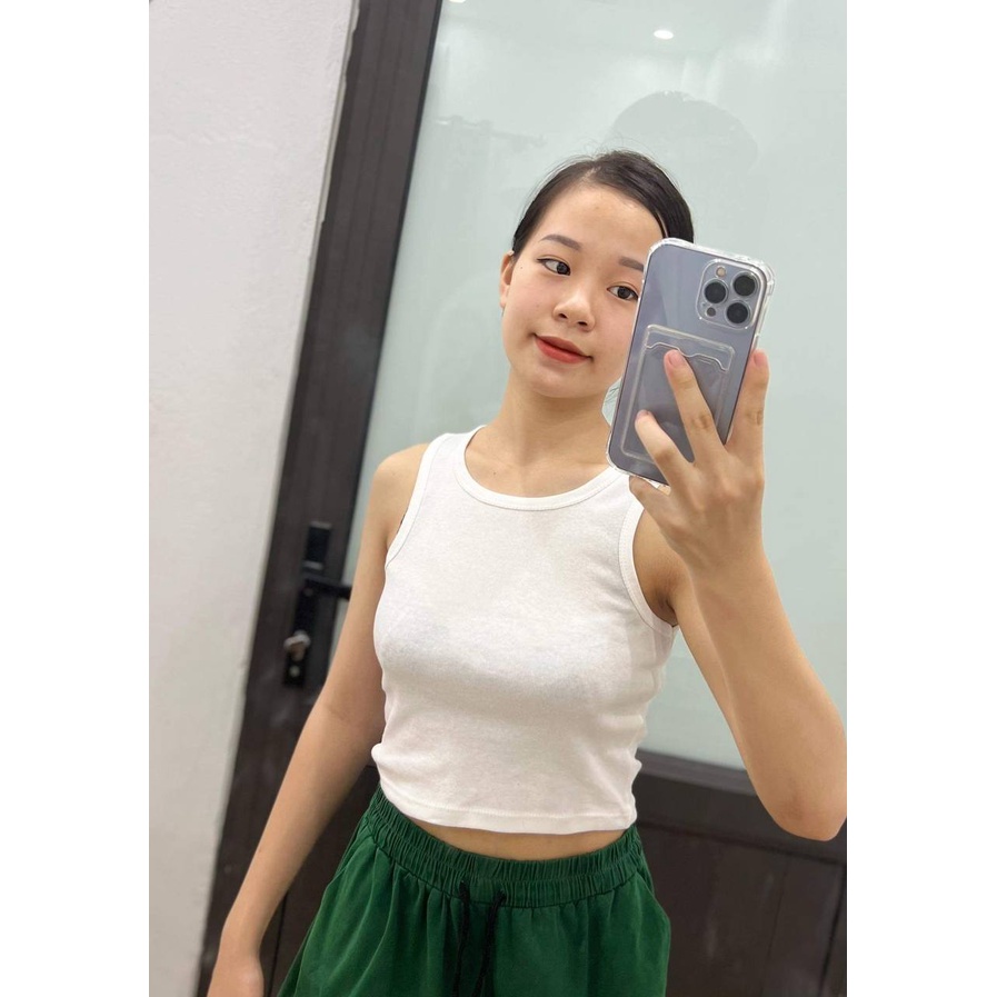 Áo Croptop Ba Lỗ Nữ Trơn Cổ Tròn Ôm Body Chất Tốt, Áo CRT Kiểu nữ ôm thun mềm mát Đồ Hiệu 2K.vn