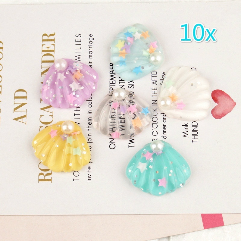 Set 10 phụ kiện trang trí ốp điện thoại hình vỏ sò