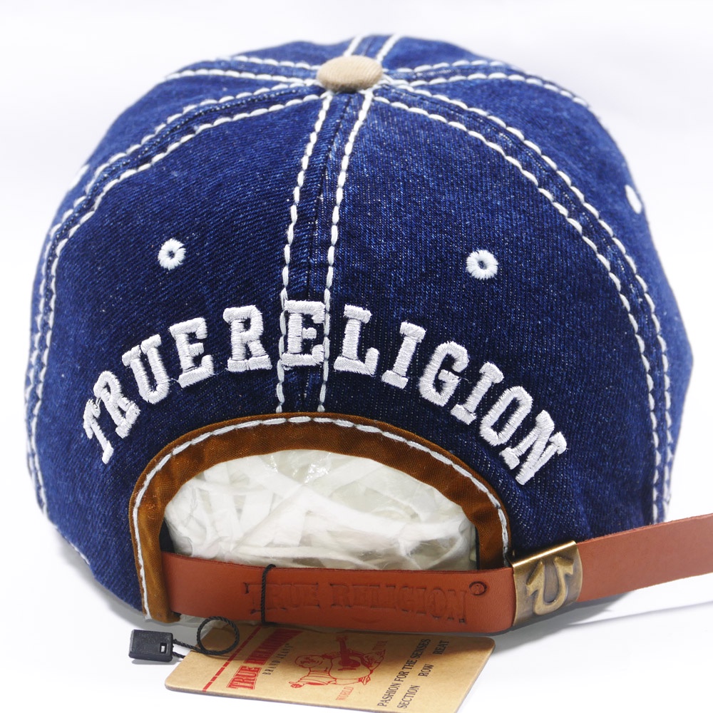 Nón kết ông địa True Religion loại xịn thêu một nữa - Chất liệu vải Jeans cao cấp, vá da trước kết tạo nên sự đẳng cấp