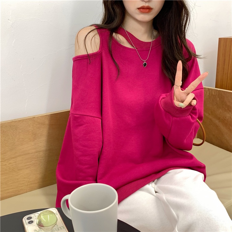 SUXI Áo nữ tay dài hở vai thời trang Hàn Quốc mới