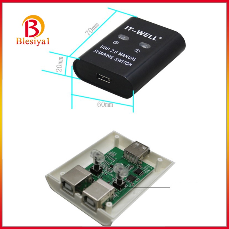 [BLESIYA1] USB Manual Sharing Switch, 2 Ports HUB KVM  Swtiches For PC Scanner Printer