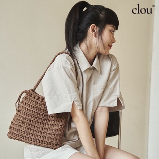 Túi xách nữ đan móc thủ công clou - camille bag - màu nâu