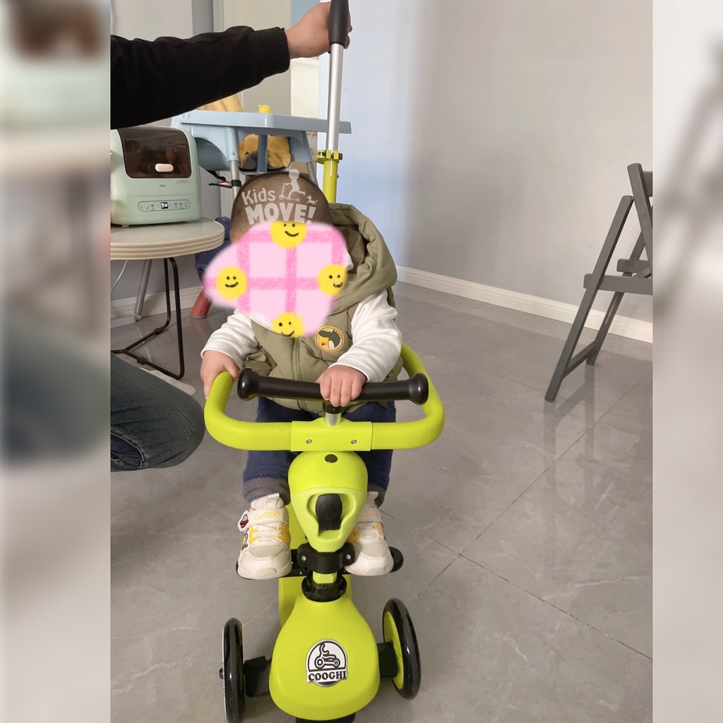 Xe scooter 4in1 Cooghi Velo Kids V4 cho bé 1-6 tuổi vừa là xe chòi chân xe đẩy và xe tròn tập đi