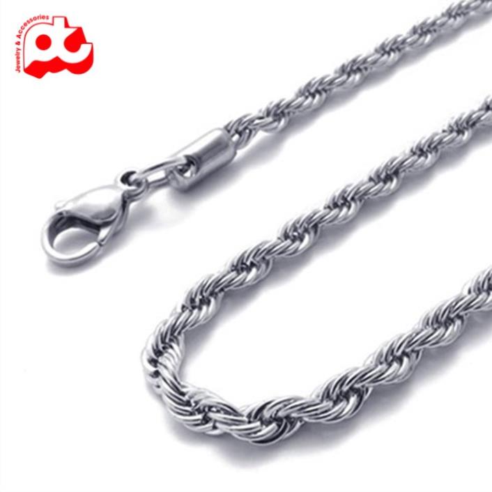 Dây chuyền dạng xoắn nam titan cao cấp đẹp sang trọng thép không gỉ buộc tàu PT JEWELRY màu trắng PTDCNA08