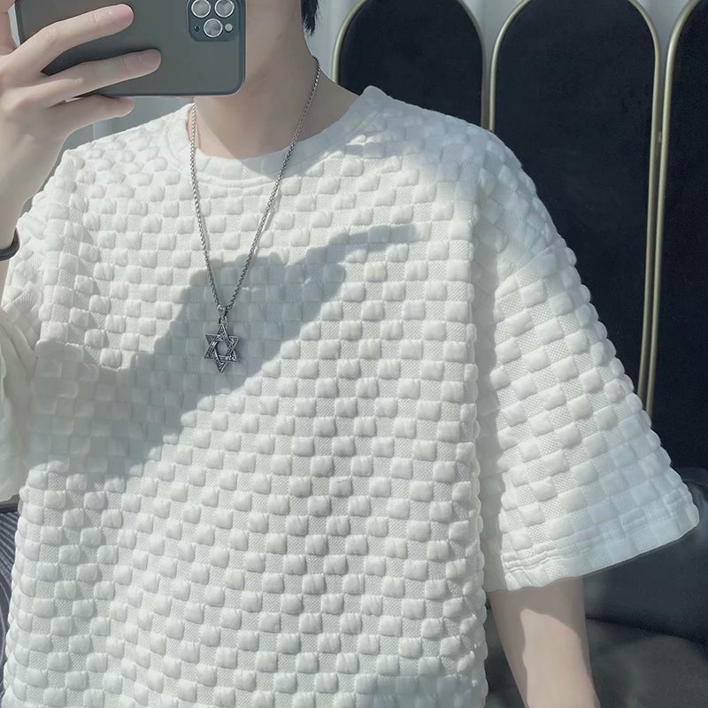 [M-3XL] 2023 Mới tại chỗ Hàn Quốc Casual Bai Suit Man T-Shirt Áo sơ mi trắng thời trang cổ hình trụ lỏng lẻo và thoải mái