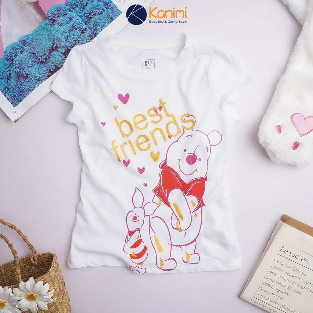 Áo thun bé gái Gap kids chất cotton đẹp mềm in hình esla size đại 4-14 tuổi