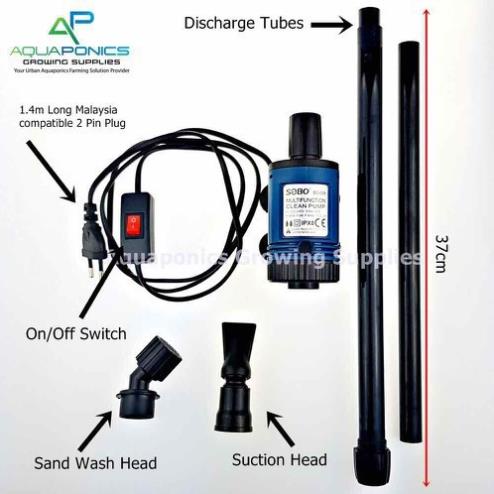 Máy Vệ Sinh Hút Cặn Hồ Cá Điện Tích Hợp Đầu Bơm Sobo BO 028 058 Dụng Cụ Hút Đáy Bể Kính thuỷ Sinh - Máy bơm chìm Sobo
