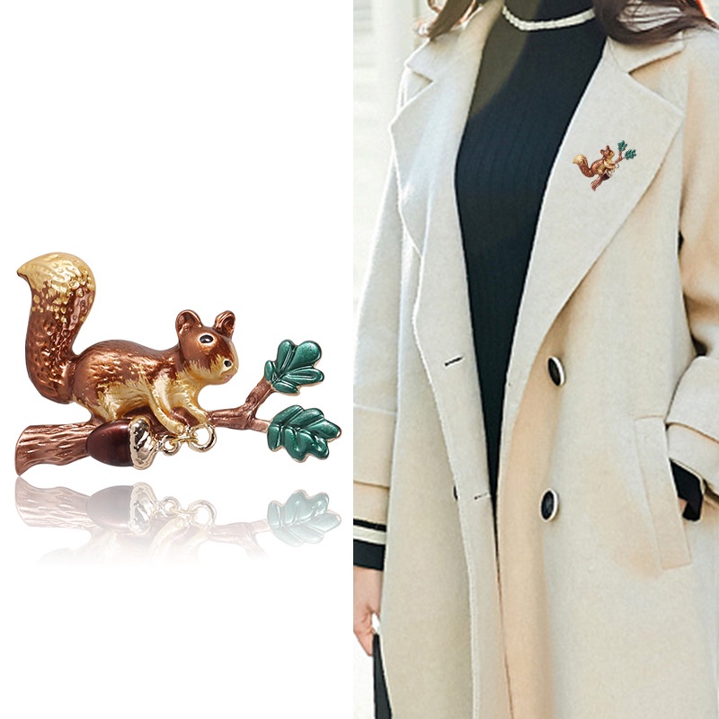 Ghim Cài Áo Hình Sóc Bằng Hợp Kim Tráng Men 2022 Thời Trang