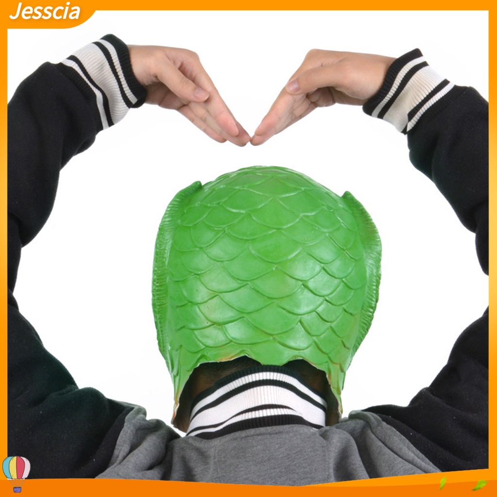 Jessica| Mũ Trùm Đầu Hóa Trang Hình Cá Bằng Silicone Màu Xanh Lá Dành Cho Người Lớn