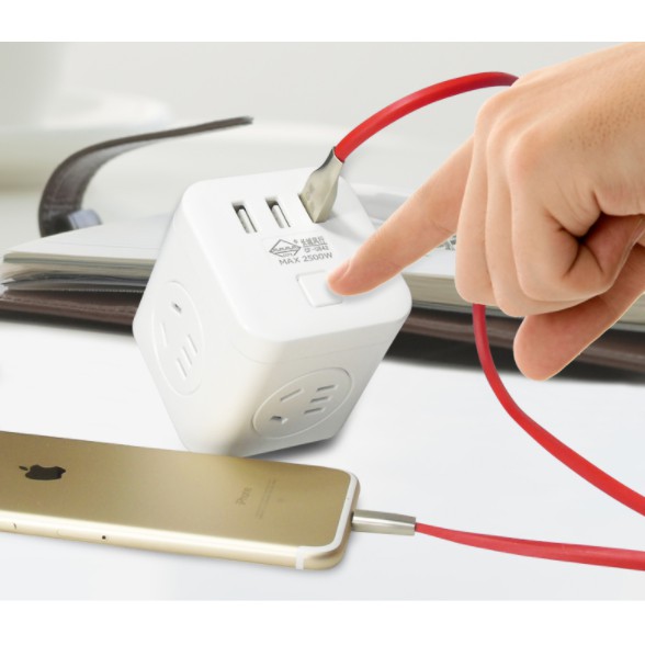 Ổ Cắm Điện Đa Năng Có Cổng USB Cao Cấp Dây Chắc Chắn - Ổ cắm chia 3 chấu có cổng USB