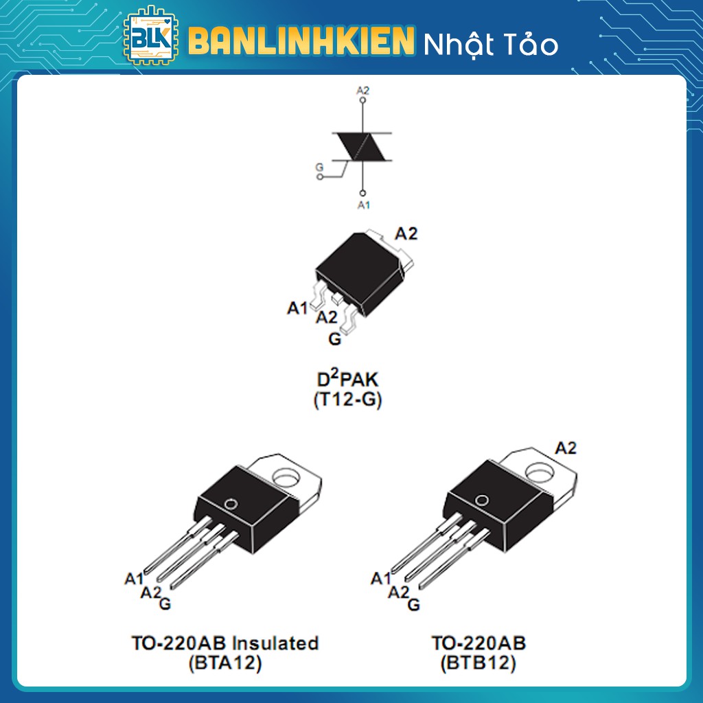 BTA12-600B TO220 TRIAC 12A 600V Chân Cắm | BigBuy360 - bigbuy360.vn