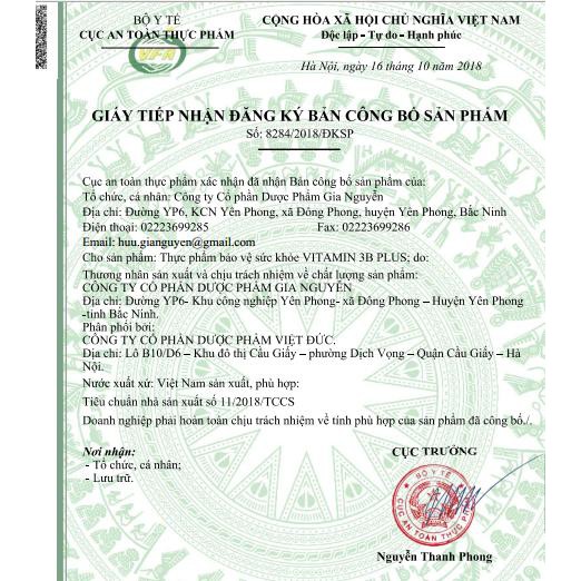 Vitamin 3B Plus ( B1, B6, B12), bổ sung vitamin và khoáng chất cho cơ thể | Thế Giới Skin Care