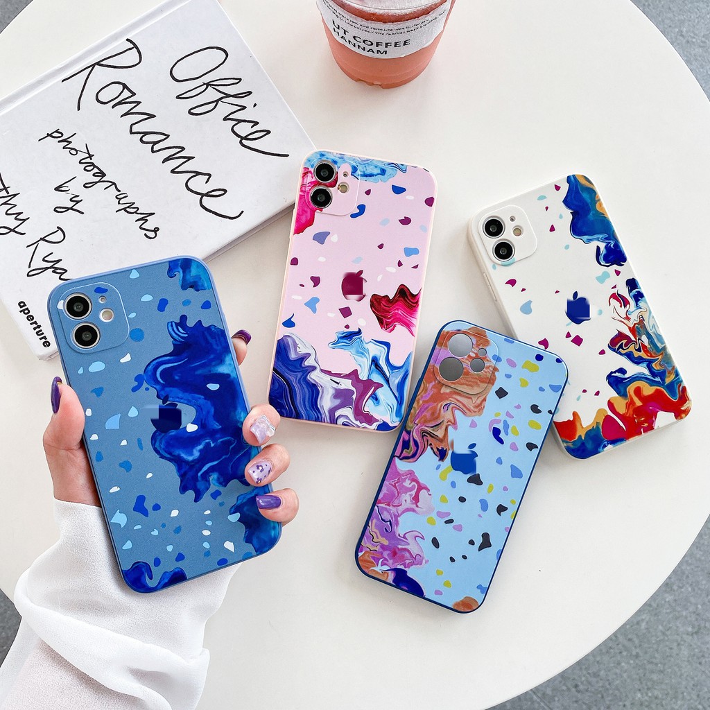 Ốp lưng Color Iphone Viền Vuông - Vỏ Case ốp Loang Màu cho Iphone 11/ 11pro/ 11 Promax/ ip 12/ 12 pro max,đẹp chống trầy