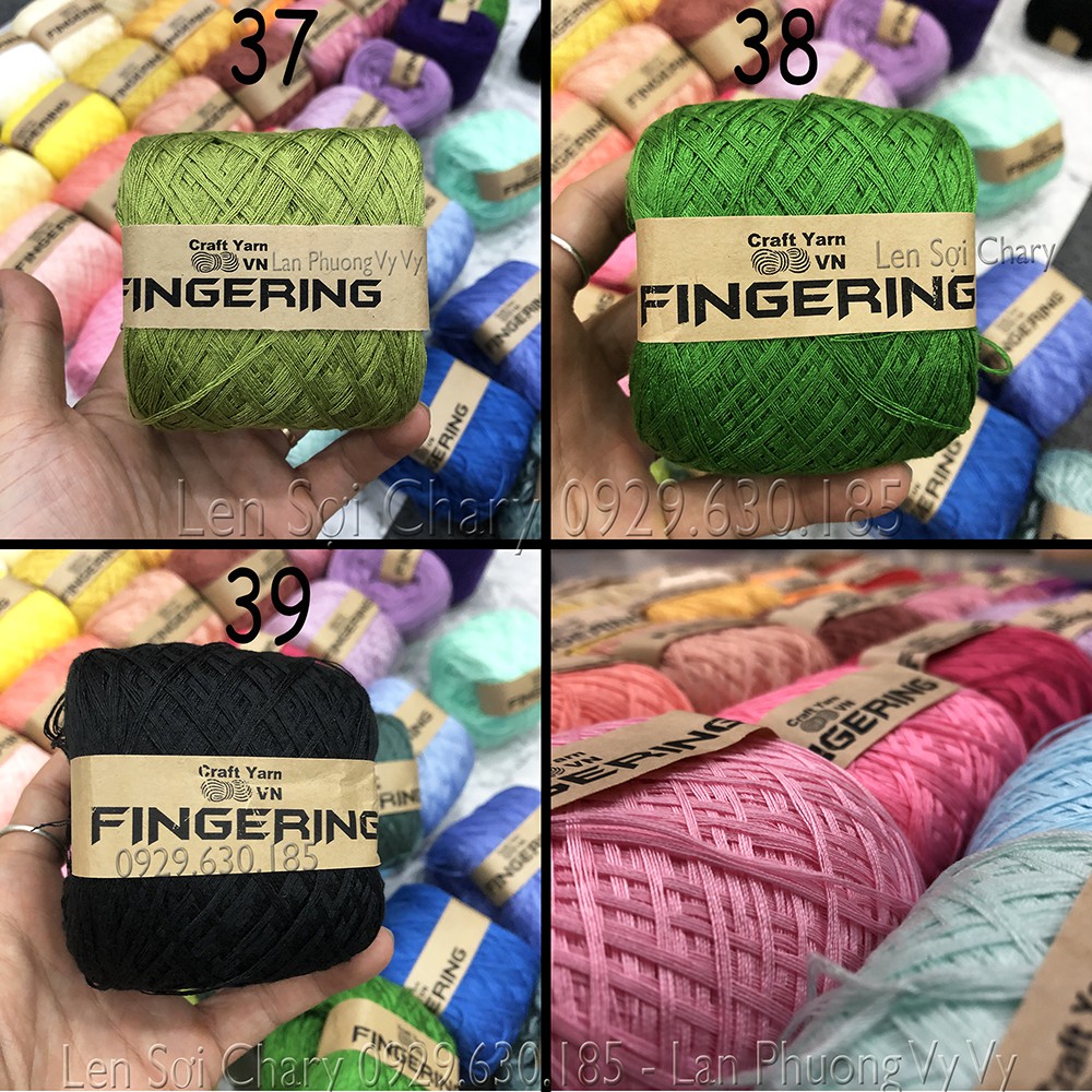 Sợi Fingering Cotton Nhật Bóng full bảng màu - Cuộn Len Sợi Cotton Fingering bảng màu 2 mã 21-39