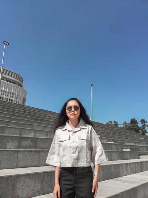[Mã WASKT304 giảm 15% tối đa 30K đơn 99K] [hình thật độc quyền] Croptop sơ mi ulzzang 2 túi hộp | BigBuy360 - bigbuy360.vn