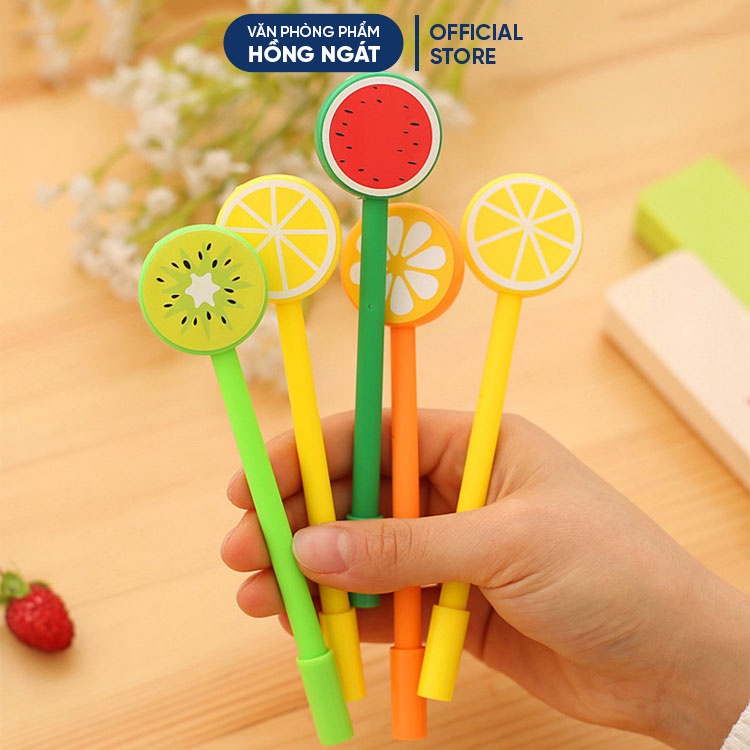 Bút bi cute hình hoa quả, bút bi nước mực gel đen ngòi 0.5mm nhiều màu dễ thương đồ dùng học tập B09