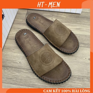 Dép nam quai ngang màu nâu ảnh thật full box