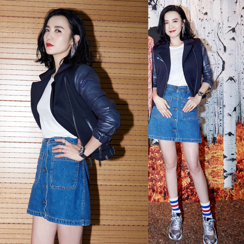 IELGY     Chân Váy Chữ A Lưng Cao Phong Cách Hàn Quốc Cho Học Sinh