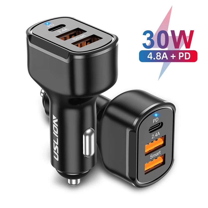 Tẩu Sạc Nhanh 30W PD 2.4A Hai Cổng USB Cho Điện Thoại