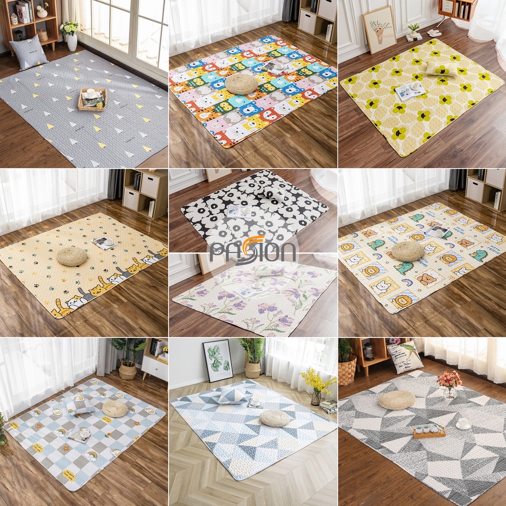 Passion Thảm Cotton Trải Sàn Nhật Bản Trang Trí Phòng Khách Phòng Ngủ Hình Học Trang Nhã