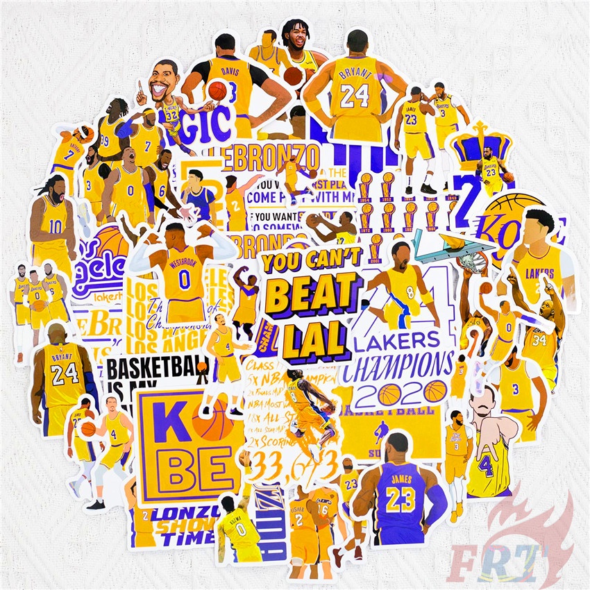 ❉ Miếng Dán Hình Los Angeles Lakers - NBA Teams Series 02 ❉ Bộ 50 Miếng Dán Chống Thấm Nước Hình Bóng Rổ Thời Trang