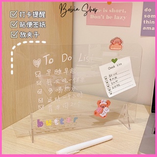 Bảng ghi chú trong suốt để bàn chất liệu nhựa mica để note lịch làm việc có thể tẩy xóa tiện lợi Bobia