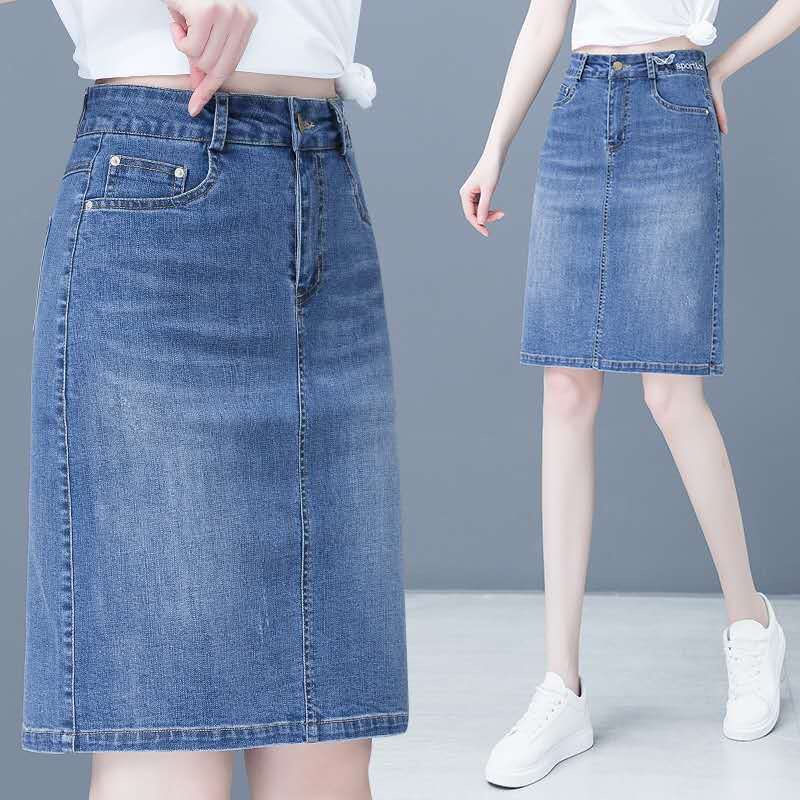 Chân Váy Denim Chữ a Lưng Cao Phong Cách Hàn Quốc Mới