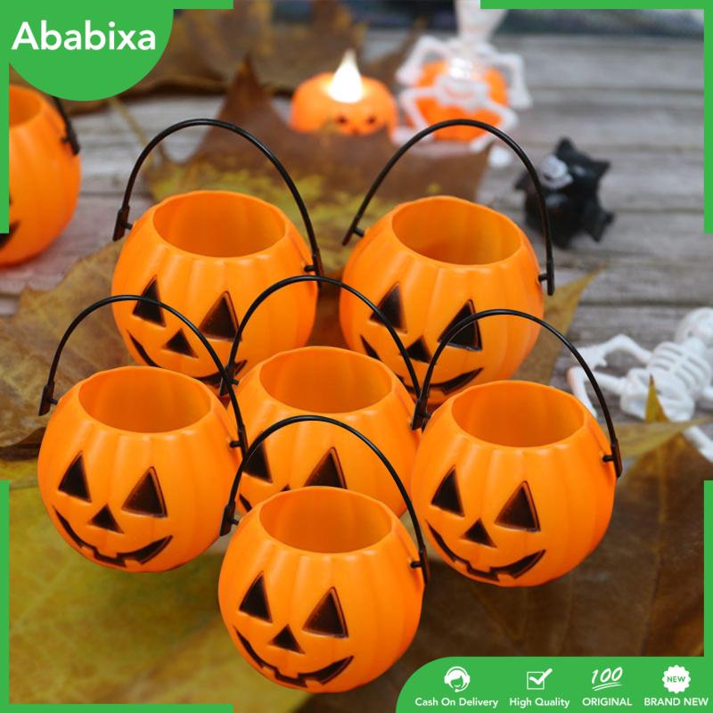 Set 6 Giỏ Đựng Kẹo Có Tay Cầm Trang Trí Tiệc Halloween