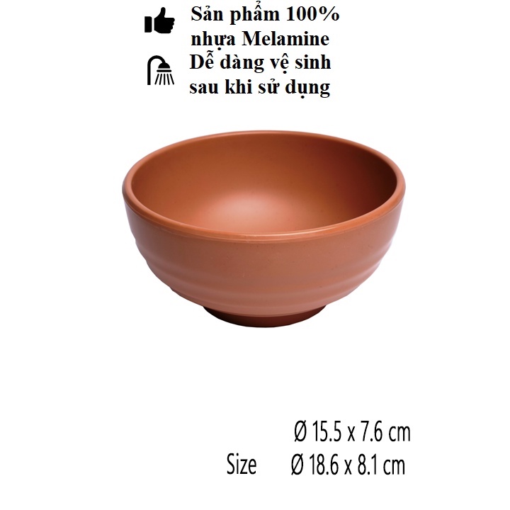 Tô(bát) tròn to dày đựng phở,cháo nhựa Melamine nhám ngói