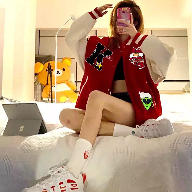 ÁO KHOÁC BOMBER MÀU ĐỎ THÊU CHẤT KAKI CO GIÃN 4 CHIỀU SIÊU HOT - Hàng mới về