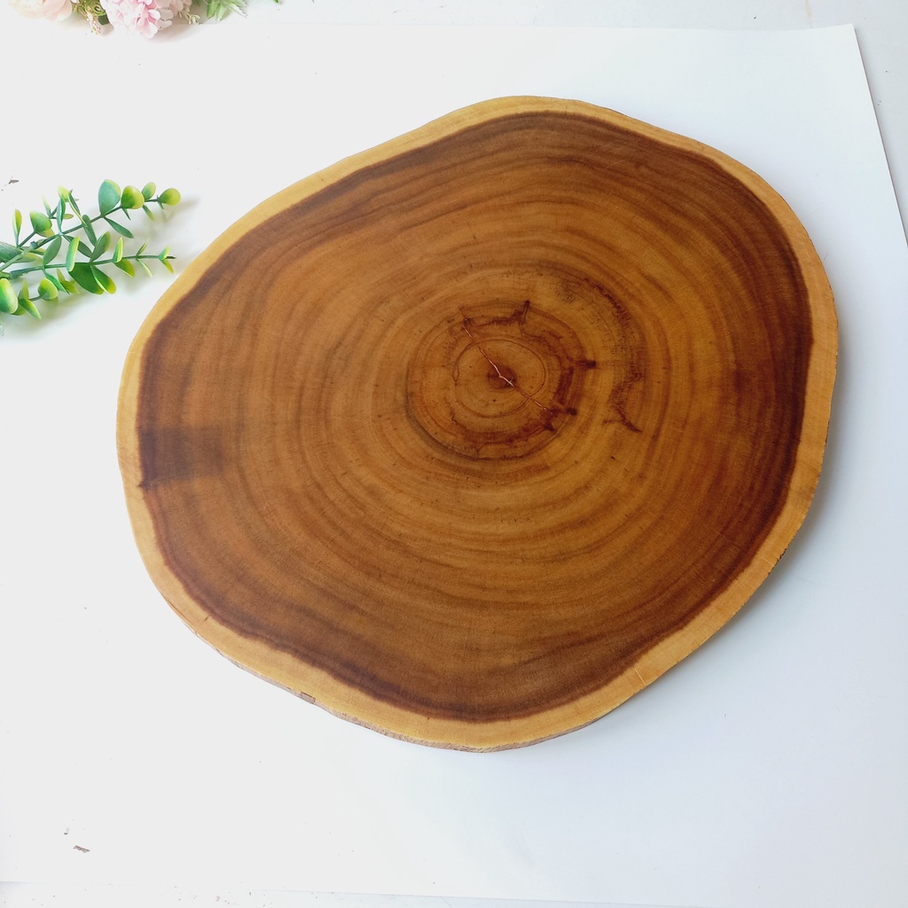 Thớt Gỗ Keo Tự Nhiên Nguyên Chất 37x30x2cm, Thớt Gốc Cây Decor Trang Trí Chụp Ảnh Của Vitrapro