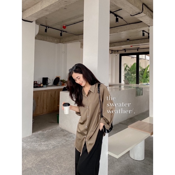 Sơ mi lụa chất dày form rộng chất lụa trượt loại đẹp ( Ảnh thật ) | BigBuy360 - bigbuy360.vn