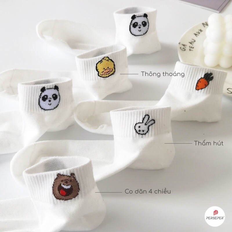 Tất nữ cổ ngắn cute trắng Hàn Quốc CAMILA T10